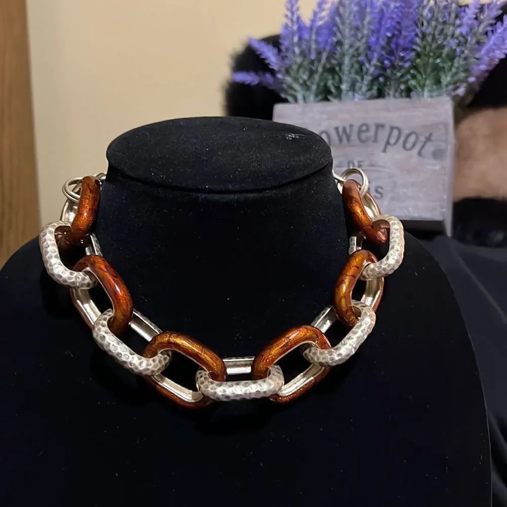 Lia Sophia Kiam Family "Enamel Link" Necklace 16-19 in